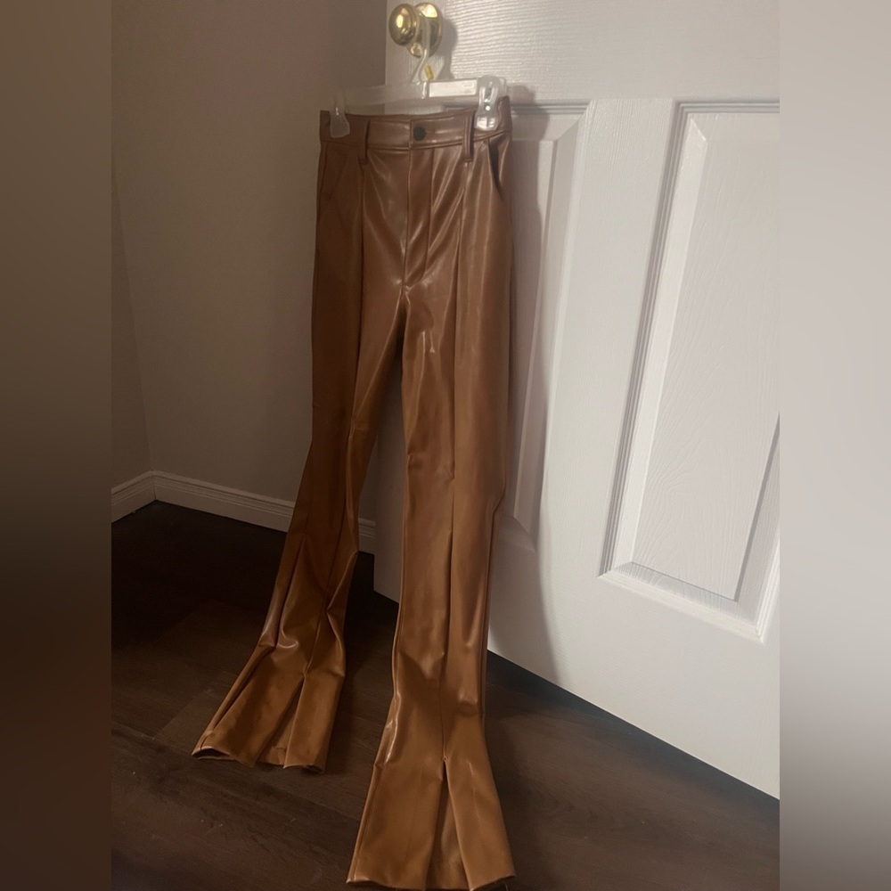 Abercrombie Brown Faux Leather Flare Pants